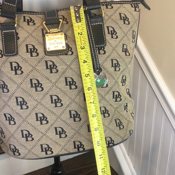 Vintage DOONEY BOURKE Monogram Black Tumbled Leather Two Top Handle Shoulder Bag - Picture 14 of 16